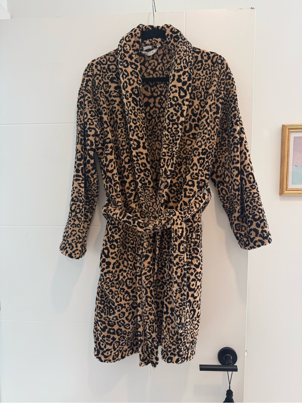 Zara Leopard Print Plush Robe in Tan and Black